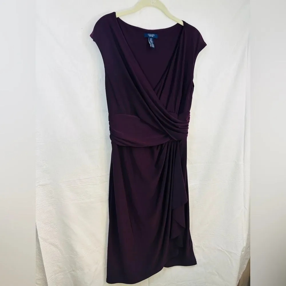 Chaps deep purple twist front dress size women’s large - Picture 2 of 4